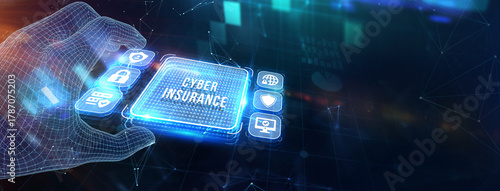 Cyber security data protection business technology privacy concept. Cyber insurance. 3d illustration