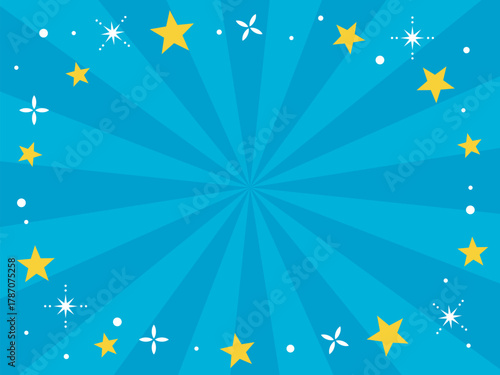 放射状に広がる集中線と星の背景イラスト