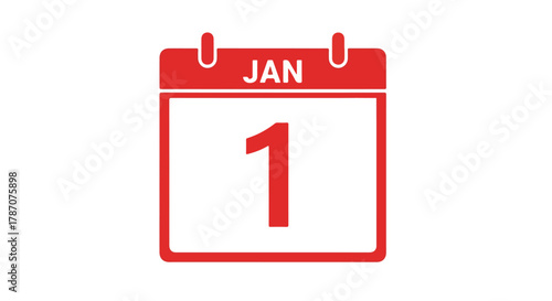 Red calendar icon showing January 1st, New Year's Day.
