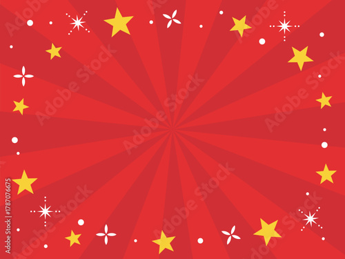 放射状に広がる集中線と星の背景イラスト