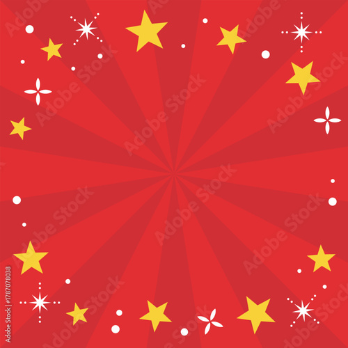 放射状に広がる集中線と星の背景イラスト