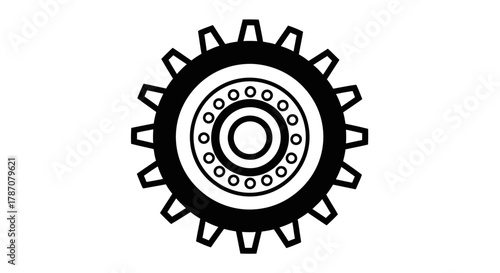 Black gear symbol for engineering projects and mechanical designs