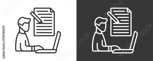 Copywriter Icon Set Vector Collection Isolated In Black And White