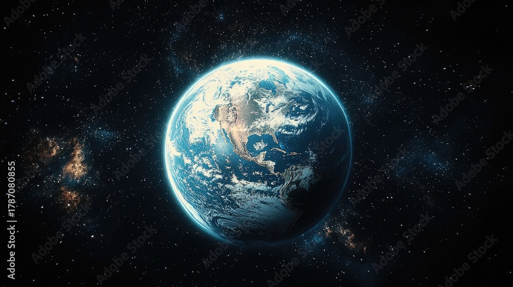 Obraz premium image of planet earth showcasing continents oceans and cloud formations in space