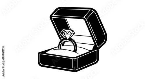 Elegant diamond engagement ring in classic box for love and commitment