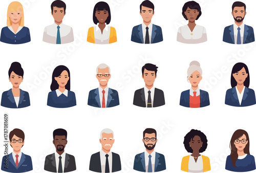 Diverse Professional Avatars A Collection of Business Portraits.
