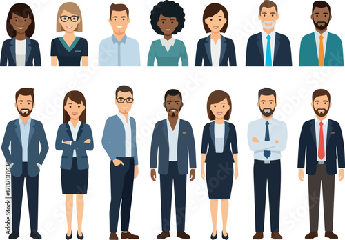 Diverse Business Professionals A Collection of Vector Portraits.