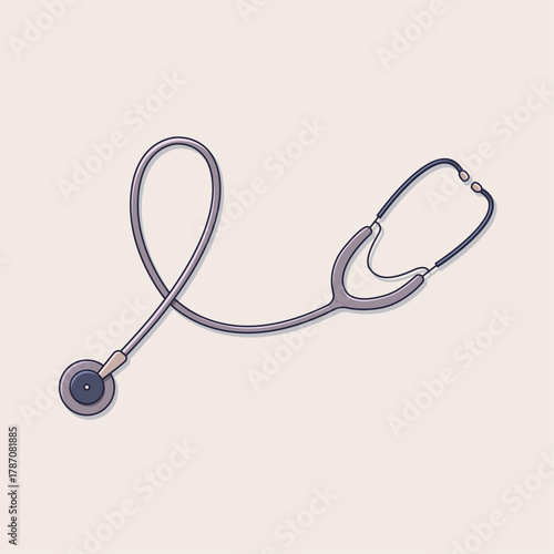 Stethoscope Line Art Illustration Showing Simple Minimal Medical Tool Used by Doctors and Nurses for Health Check and Diagnosis in Hospitals