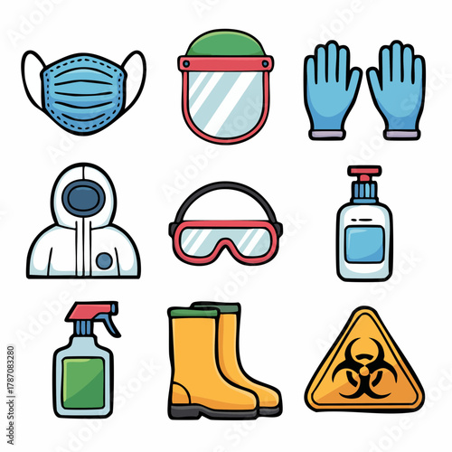 ersonal Protective Equipment Icon Pack – Mask Gloves Helmet Safety Tools