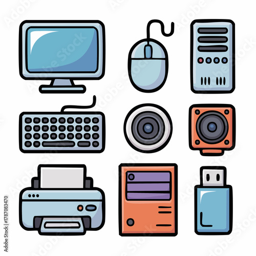 Computer Devices & Tech Accessories Icon Set