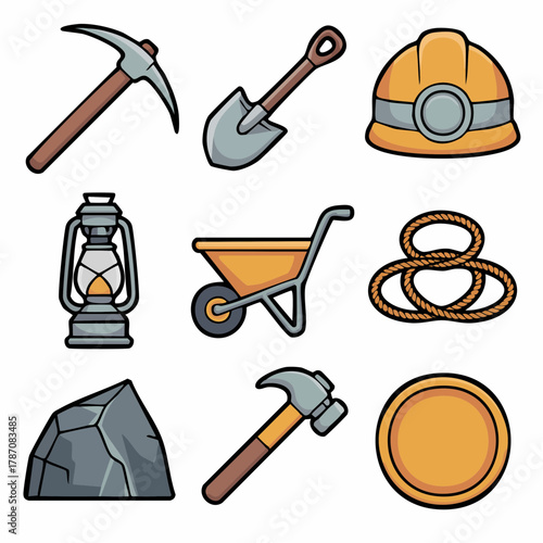 Construction & Mining Tools Icon Set