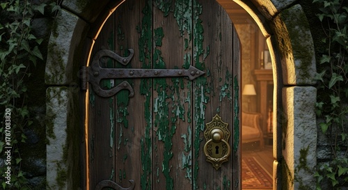 old wooden door in a church