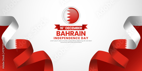 Bahrain independence day banner background 16th december design element with waving ribbon flag