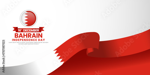 Bahrain independence day banner background 16th december design element with waving ribbon flag