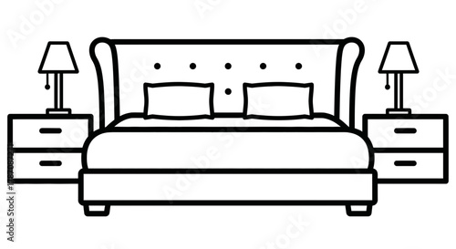 Elegant bedroom furniture set with lamps and nightstands for home decor