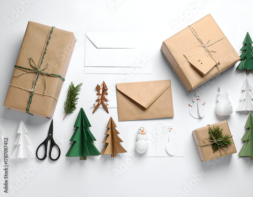 Festive DIY Christmas paper crafts and gift wrapping supplies for holiday season preparation