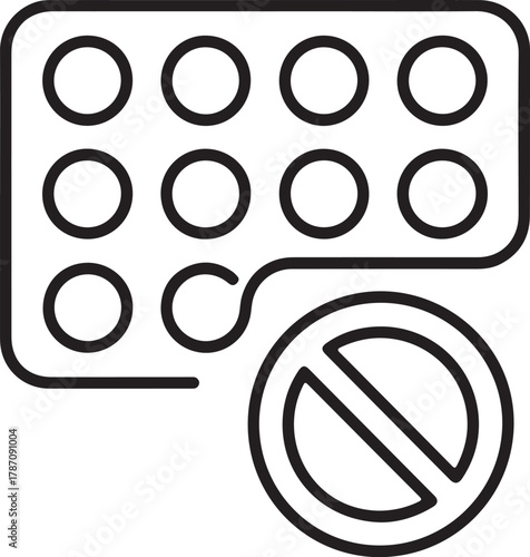 Illustration of a blister pack of pills with a no symbol