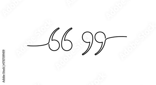 Elegant single line drawing of quotation marks symbolizing speech and dialogue