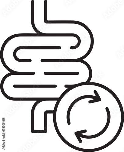 Digestive system icon with circular arrows symbolizing metabolism