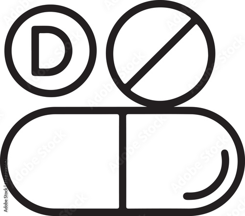 Iconographic representation of vitamin d supplement and medication