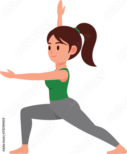 Woman in Warrior Pose A Vibrant Illustration of Yoga Practice