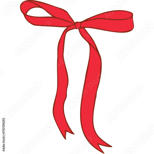 A Festive Red Ribbon Bow With Elegant Flowing Tails Isolated On A Transparent Background Ideal For Holiday Decorations And Gift Wrapping