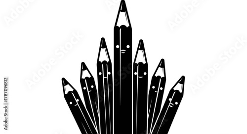 Friendly pencils with faces ready to draw and create some awesome art