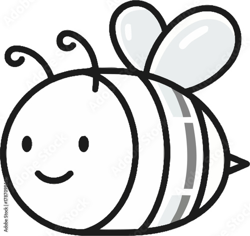 A charming cartoon bee illustration, featuring a friendly smile and simple design, perfect for children's books and educational resources.