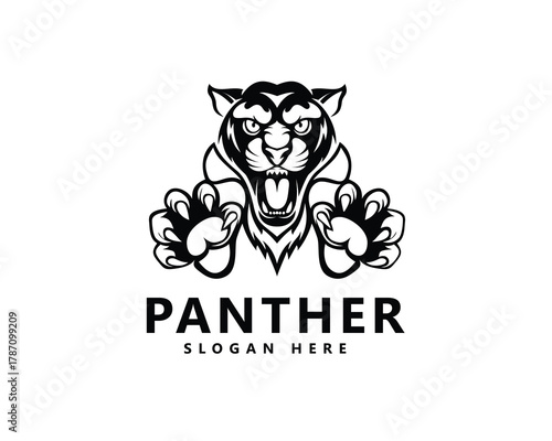 creative silhouette of a black panther attacking logo design inspiration