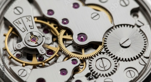 Precision Time: Macro View of Intricate Watch Movement and Fine Mechanical Components