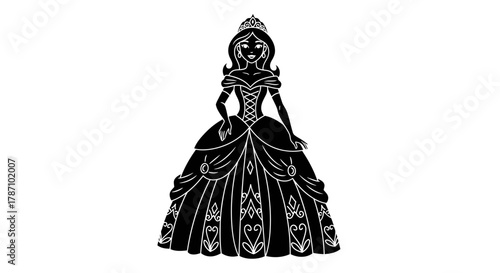 Elegant princess with tiara and ball gown, perfect for fairytale designs