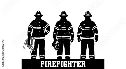 Brave firefighter team silhouette for community support designs