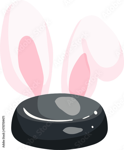 Hockey Puck Bunny Ears Illustration