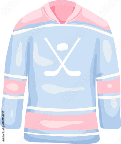 Pink Blue Hockey Jersey Illustration