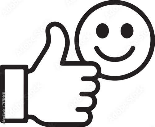 Thumbs up and happy face icon symbolizing approval and positivity