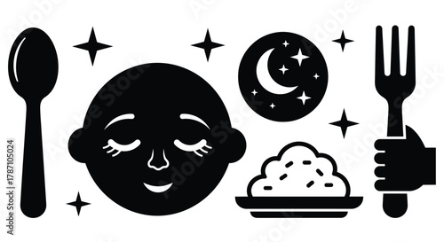 Sleepy baby enjoying a tasty meal under the stars at bedtime