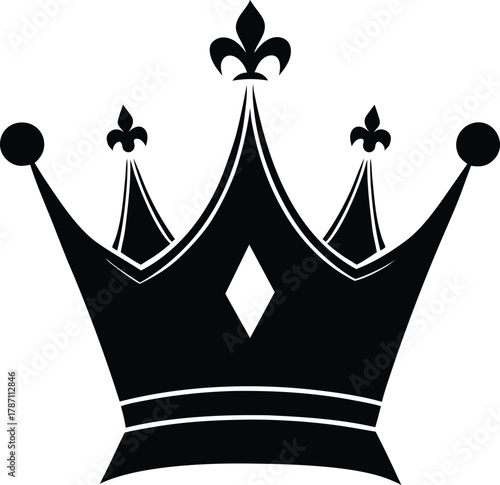 Royal Crown Silhouette Icon Style Black King and Queen Tiara Vector on White