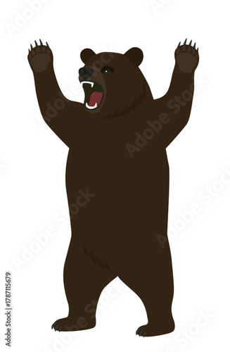 立って威嚇するヒグマ