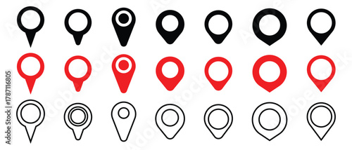 location icon, location map pin icon set, collection of location pin icon, vector.