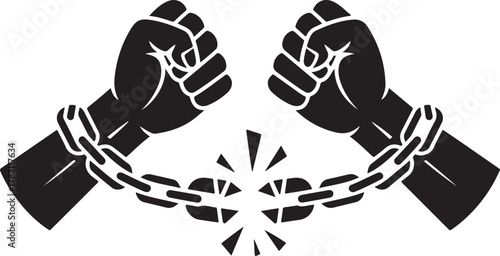 Broken Chain Fists Symbol Freedom Independence Emancipation Liberation Silhouette