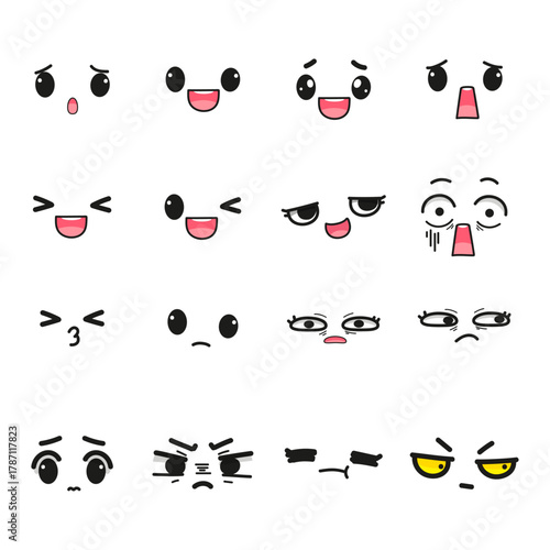 Cartoon Expressions Collection of Diverse Character Emotion Icons for Design