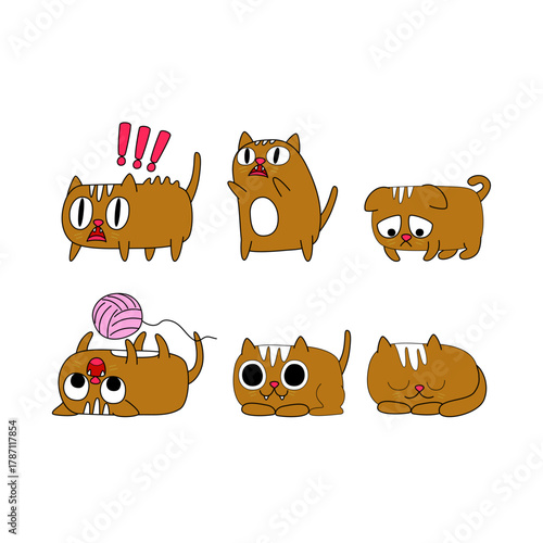 Cartoon Cat Expressions A Playful and Adorable Collection of Various Emotions and Poses