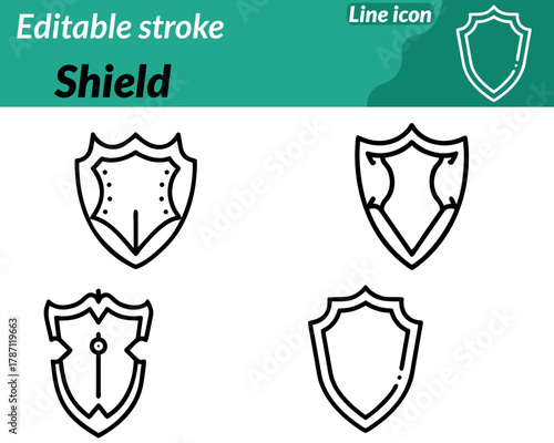 shield set line icon. Designed with thick smooth strokes to appear sturdy reliable and secure. Perfect for representing protection safety privacy security services, antivirus systems and trust badges.