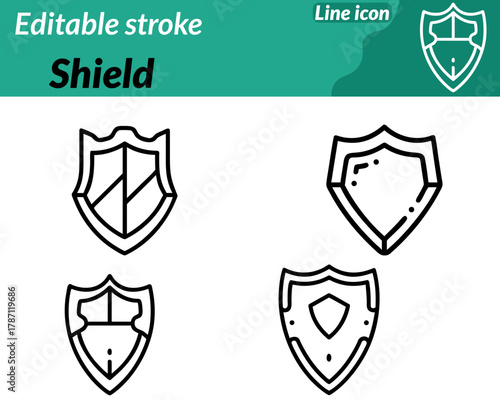 shield set line icon. Designed with thick smooth strokes to appear sturdy reliable and secure. Perfect for representing protection safety privacy security services, antivirus systems and trust badges.