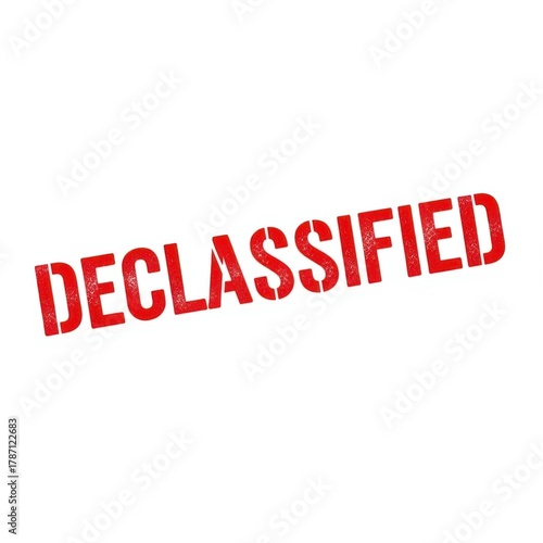Official declassified document stamp red rubber stamp mark indicating freedom of information act release government archive information unsealed isolated on white background