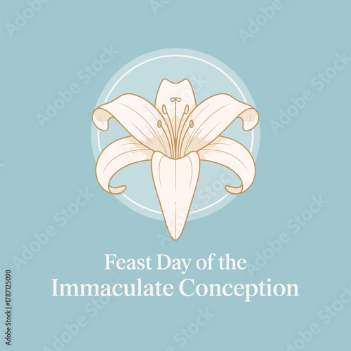 Feast Day of the Immaculate Conception Holy Lily Symbol Religious Artwork