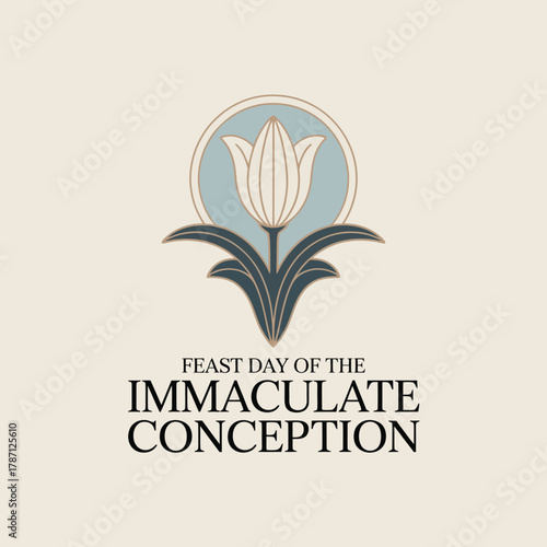 Feast Day of the Immaculate Conception Holy Lily Symbol Religious Artwork