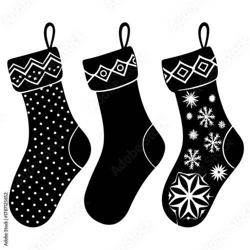 christmas socks set Christmas silhouette set suitable for banners, cards, and seasonal artwork.