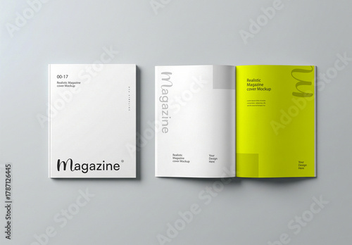 Isolated Magazine Cover and Open Magazine Mockup