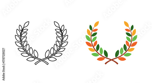 Two depictions of an american football outlined and fully colored